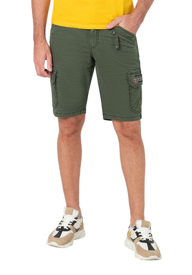 TIMEZONE Cargoshorts Kurzes Design Cargo Regular Mid Waist für Herren Baumwolle Regular Fit unifarben elastisch Reißverschluss – Bild 2 von 5