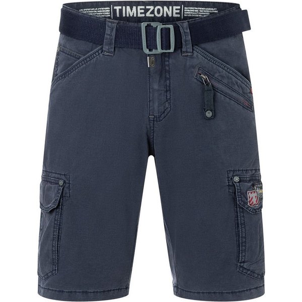 TIMEZONE Cargoshorts Kurzes Design Cargo Regular Mid Waist für Herren Baumwolle Regular Fit unifarben elastisch Reißverschluss