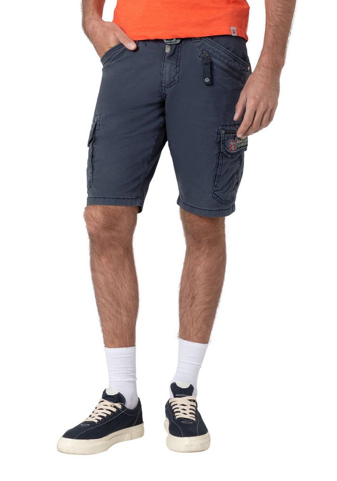 TIMEZONE Cargoshorts Kurzes Design Cargo Regular Mid Waist für Herren Baumwolle Regular Fit unifarben elastisch Reißverschluss – Bild 2 von 5