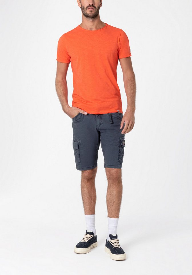 TIMEZONE Cargoshorts Kurzes Design Cargo Regular Mid Waist für Herren Baumwolle Regular Fit unifarben elastisch Reißverschluss – Bild 5 von 5
