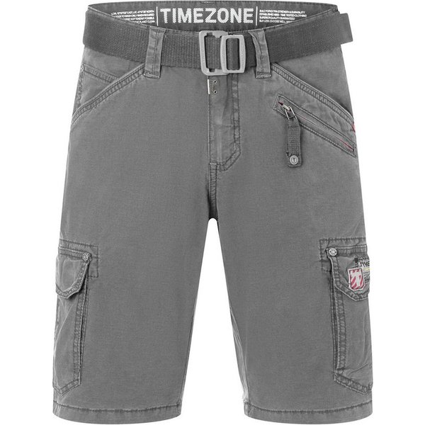 TIMEZONE Cargoshorts Kurzes Design Cargo Regular Mid Waist für Herren Baumwolle Regular Fit unifarben elastisch Reißverschluss