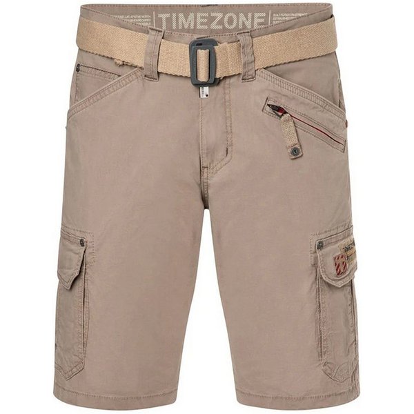 TIMEZONE Cargoshorts Kurzes Design Cargo Regular Mid Waist für Herren Baumwolle Regular Fit unifarben elastisch Reißverschluss
