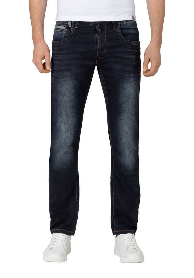 TIMEZONE Regular-fit-Jeans Jeans Denim Regular Fit Stretch Slim für Herren Baumwolle unifarben windabweisend Reißverschluss casual-Style – Bild 2 von 5
