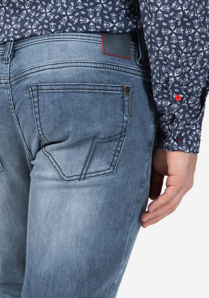 TIMEZONE Slim-fit-Jeans Modisches Design mit Abnutzungsdetails für Herren Baumwolle unifarben elastisch Reißverschluss casual-Style – Bild 4 von 5