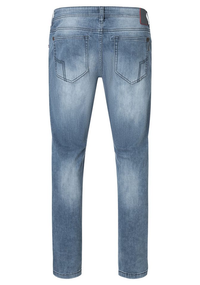 TIMEZONE Slim-fit-Jeans Modisches Design mit Abnutzungsdetails für Herren Baumwolle unifarben elastisch Reißverschluss casual-Style – Bild 5 von 5