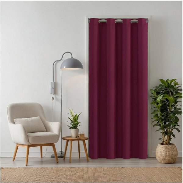 tinycurtains Türvorhang für alle gängigen Türgrößen, Thermovorhang (ohne Stange) Türgardine (1 St), Ösen, abdunkelnd, 100% Polyester, Blackout blickdicht, rot B