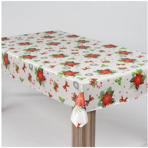 laro Tischdecke laro Wachstuch-Tischdecke Wachstischdecke Weihnachten Stern Mistel