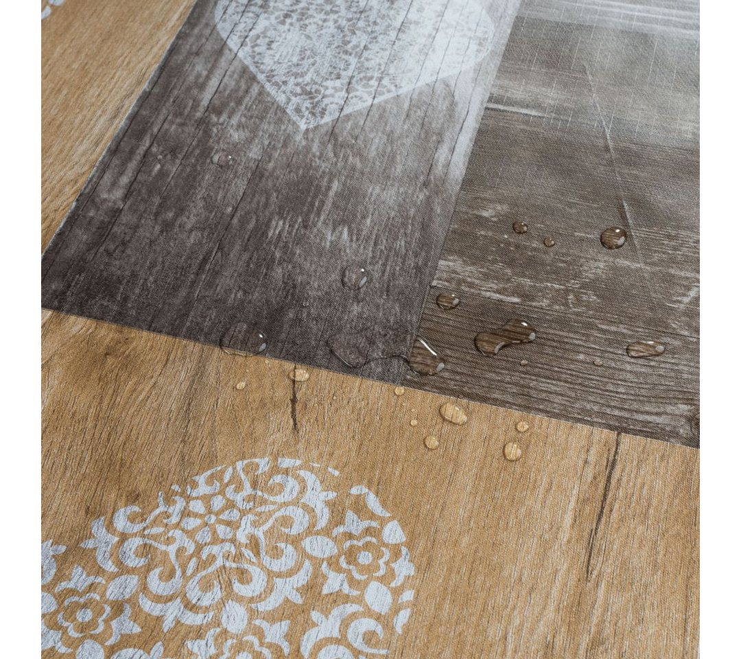 laro Tischdecke laro Wachstuch-Tischdecke Wachstischdecke Holzliebe Braun Grau – Bild 5 von 5