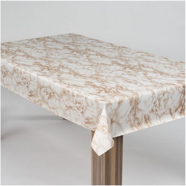 laro Tischdecke laro Wachstuch-Tischdecke Wachstischdecke Marmor Weiß Beige Braun