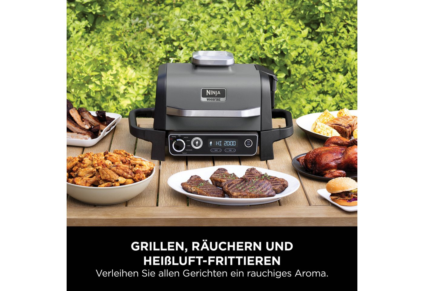 NINJA Tischgrill Ninja Woodfire OG701EU, 2400 W, Elektrischer Outdoor Grill – Bild 4 von 5