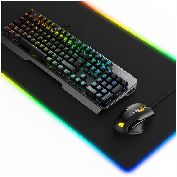 Titanwolf Mechanisches Keyboard, Mouse & RGB Mousepad Gaming Bundle Tastatur-, Maus- und Mauspad-Set, (Spar-Set, 3 St), Anti-Ghosting, LED 19 Modi, Makro, 10800