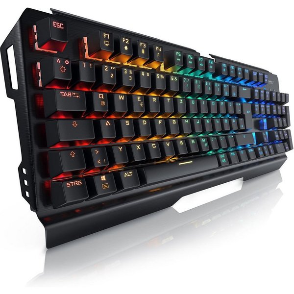 Titanwolf mechanisches Keyboard, Anti-Ghosting, Kailh Blue, LED-Beleuchtung Gaming-Tastatur (QWERTZ-Layout DE mit 105 Tasten, volles Key Rollover, RBG 18 Lichtm