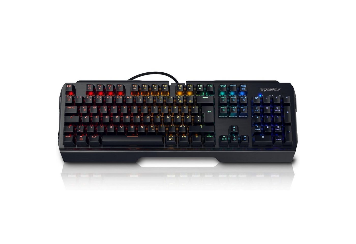 Titanwolf mechanisches Keyboard, Anti-Ghosting, Kailh Blue, LED-Beleuchtung Gaming-Tastatur (QWERTZ-Layout DE mit 105 Tasten, volles Key Rollover, RBG 18 Lichtm – Bild 2 von 5