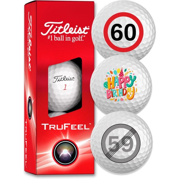 Titleist Golfball Trufeel 40., 50., 60. oder 70. Geburtstag "Happy Birthday" (1-St)