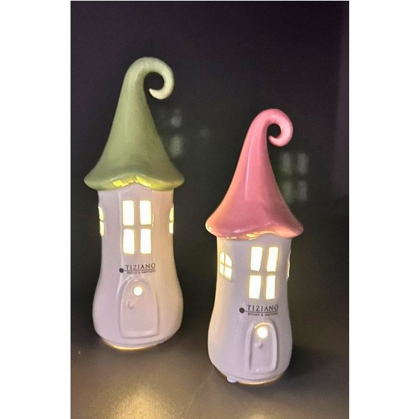 TIZIANO - DESIGN & EMOTIONS Dekofigur Lichthaus Malva LED mit Dach in 2 Farben