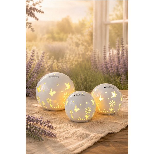 TIZIANO - DESIGN & EMOTIONS Dekofigur Lichtkugel Polline LED creme-weiß