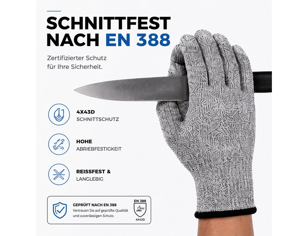 TK Gruppe Arbeitshandschuhe Schnittschutzhandschuhe aus textilem Gewebe (1-St., Set) – Bild 4 von 5