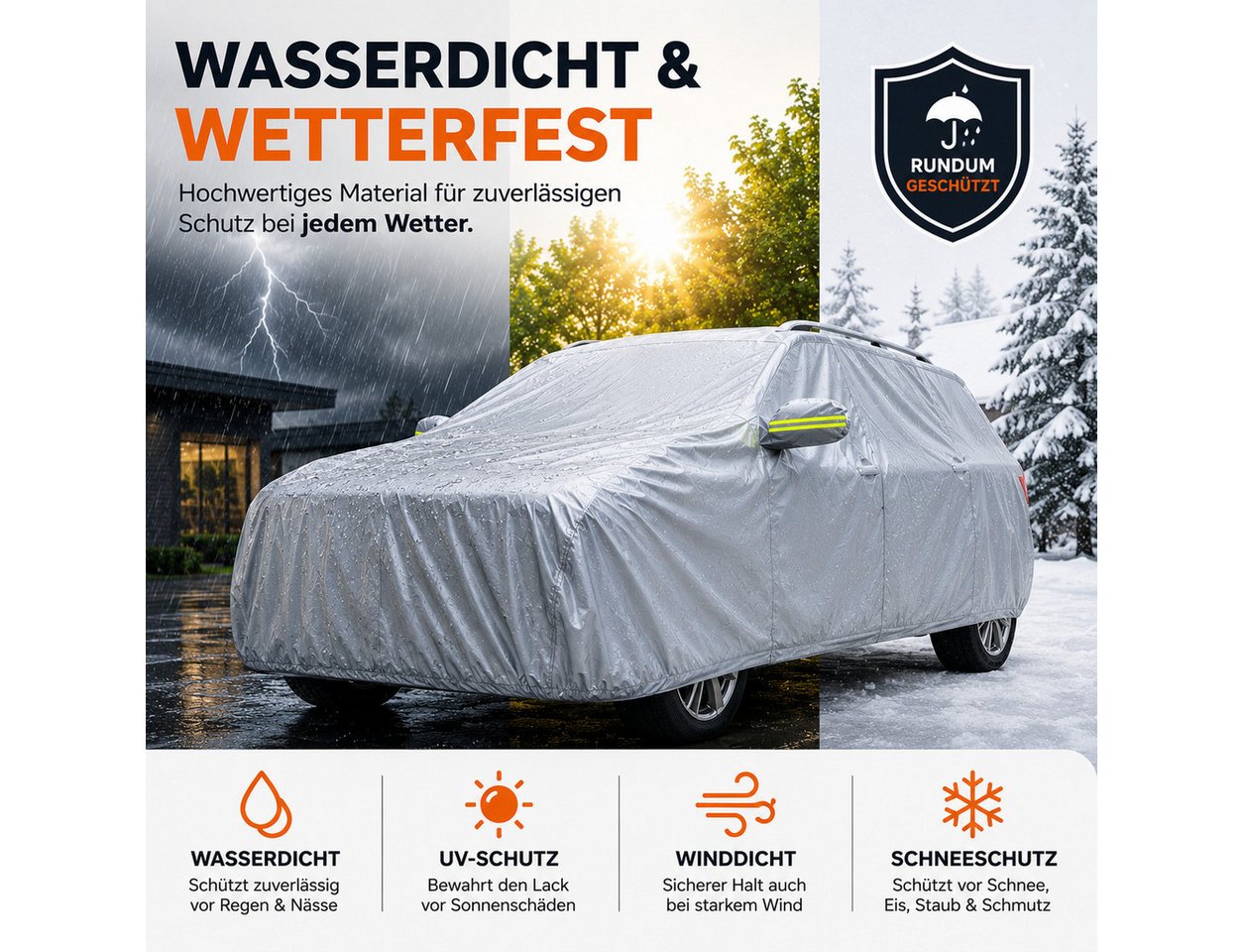 TK Gruppe Autoplane SUV-Autoabdeckung, 490 × 190 × 180 cm, Schutzhülle (Packung, 1-St) – Bild 5 von 5