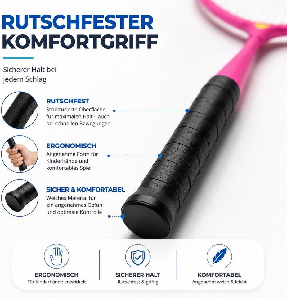 TK Gruppe Badmintonschläger Badmintonset mit 2 Federballschlägern, Federball und Tragetasche – Bild 3 von 5