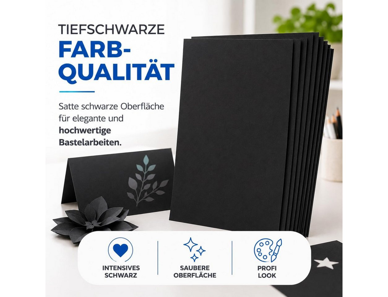 TK Gruppe Bastelkartonpapier 100 Blatt Tonkarton DIN A4, 220 g/m², schwarz oder weiß – Bild 5 von 5