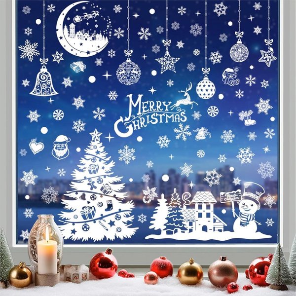TK Gruppe Fensterbild Weihnachts-Fensterbilder, 202-teilig, statisch haftend ohne Kleber, selbstklebend