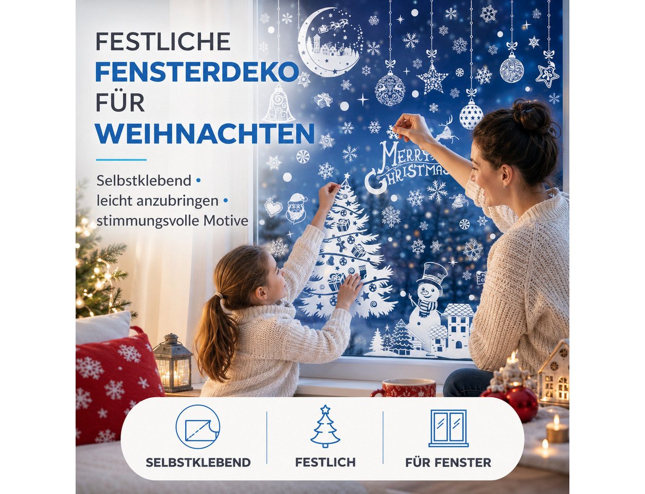 TK Gruppe Fensterbild Weihnachts-Fensterbilder, 202-teilig, statisch haftend ohne Kleber, selbstklebend – Bild 2 von 5
