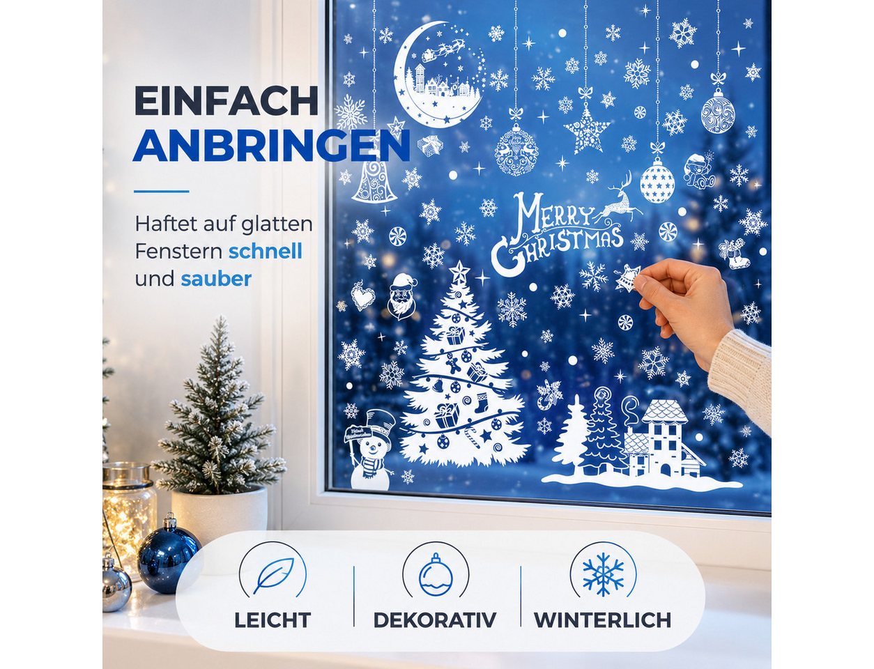 TK Gruppe Fensterbild Weihnachts-Fensterbilder, 202-teilig, statisch haftend ohne Kleber, selbstklebend – Bild 3 von 5