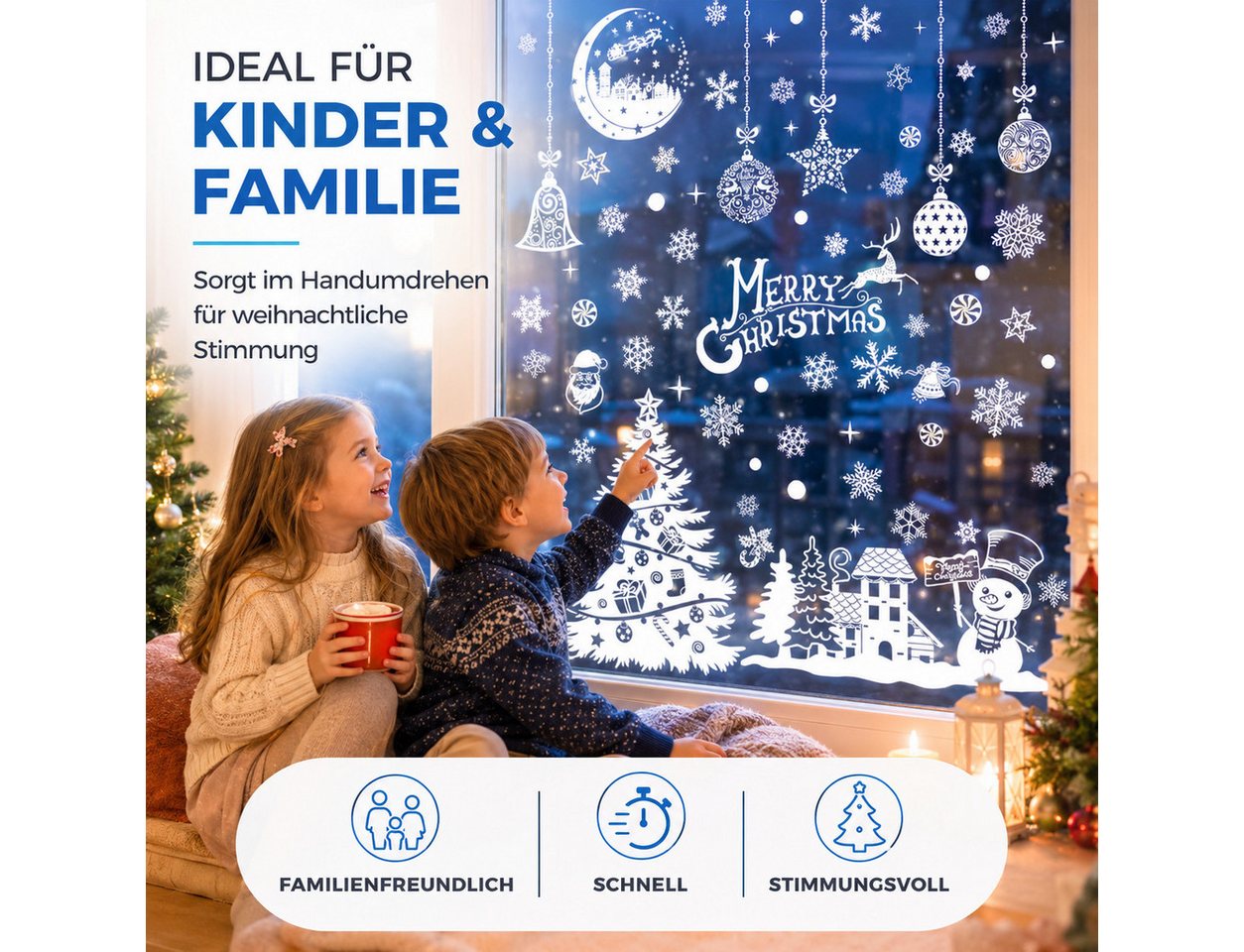 TK Gruppe Fensterbild Weihnachts-Fensterbilder, 202-teilig, statisch haftend ohne Kleber, selbstklebend – Bild 4 von 5