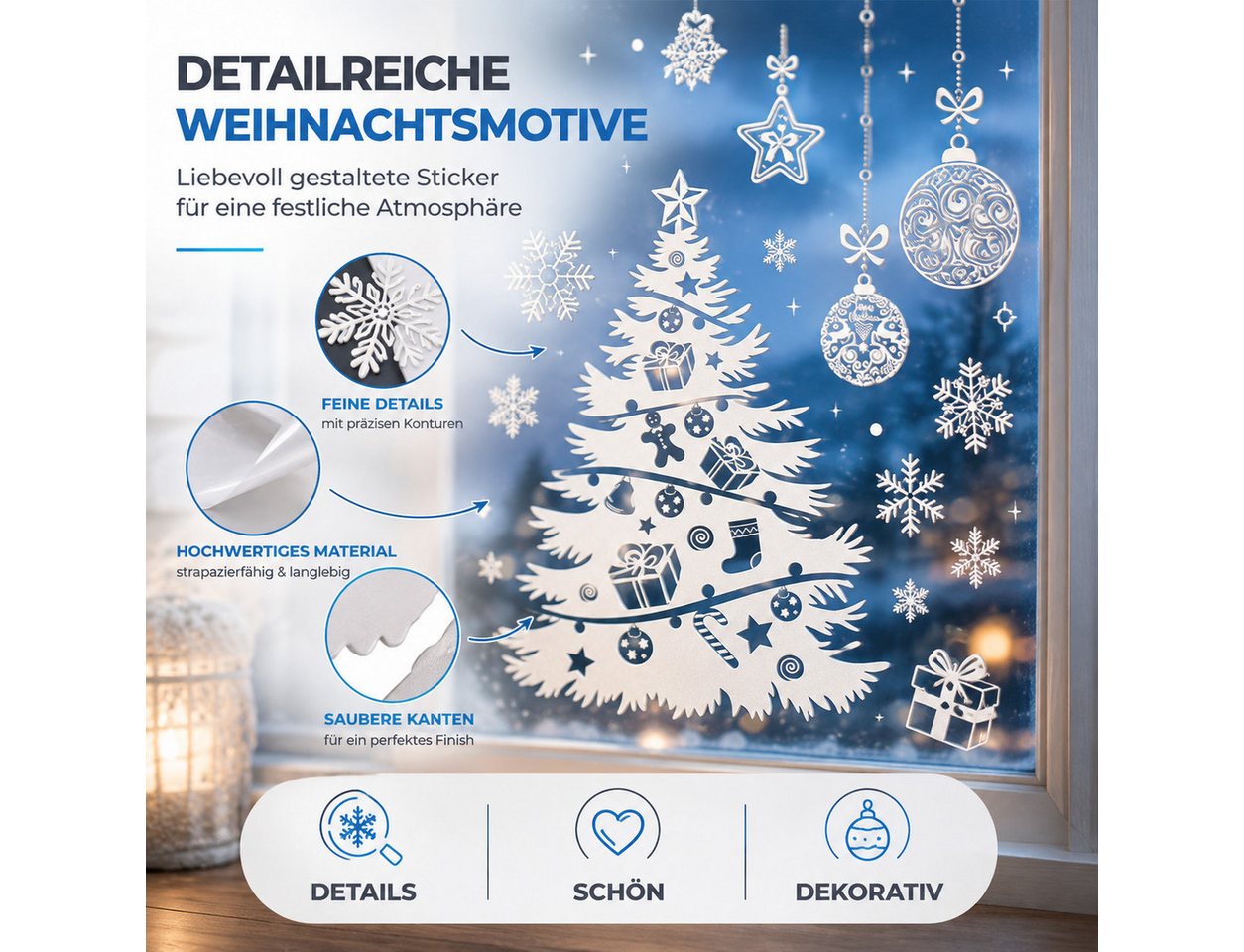 TK Gruppe Fensterbild Weihnachts-Fensterbilder, 202-teilig, statisch haftend ohne Kleber, selbstklebend – Bild 5 von 5