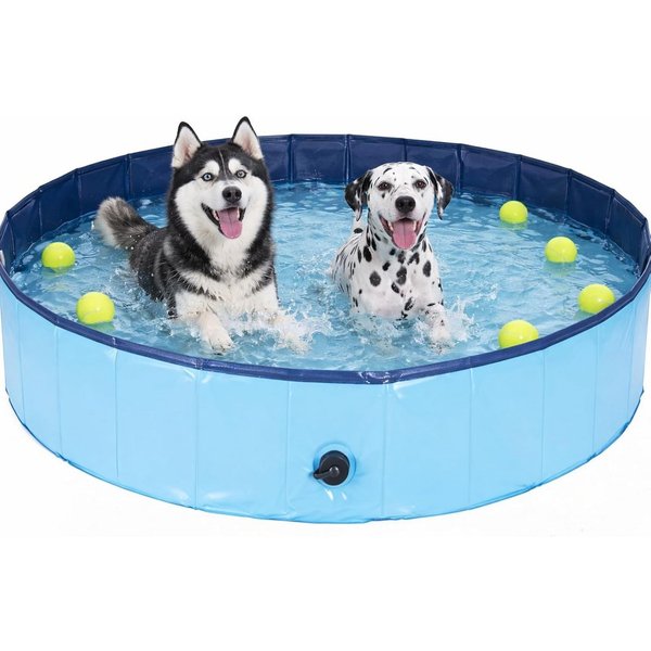 TK Gruppe Hundepool Faltbarer Hundepool Ø 80 cm mit Ablaufventil und PVC-Boden, (1-tlg)