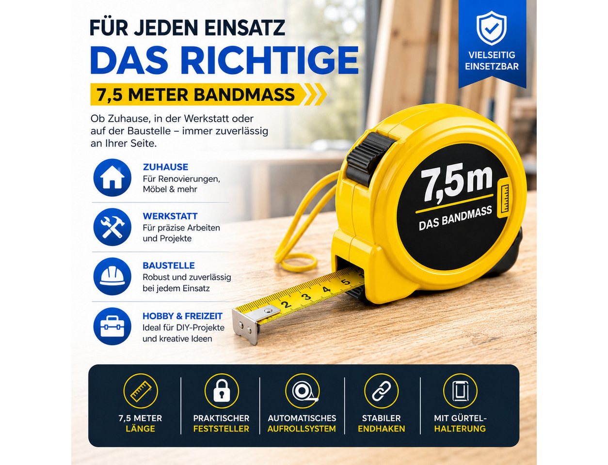 TK Gruppe Maßband Rollmaßband in 7,5 m, 10 m, 30 m oder 50 m Länge – Bild 3 von 5