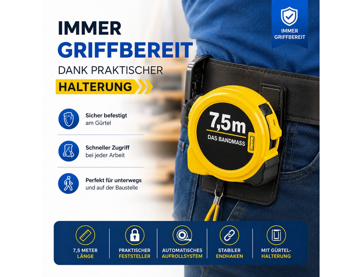 TK Gruppe Maßband Rollmaßband in 7,5 m, 10 m, 30 m oder 50 m Länge – Bild 5 von 5