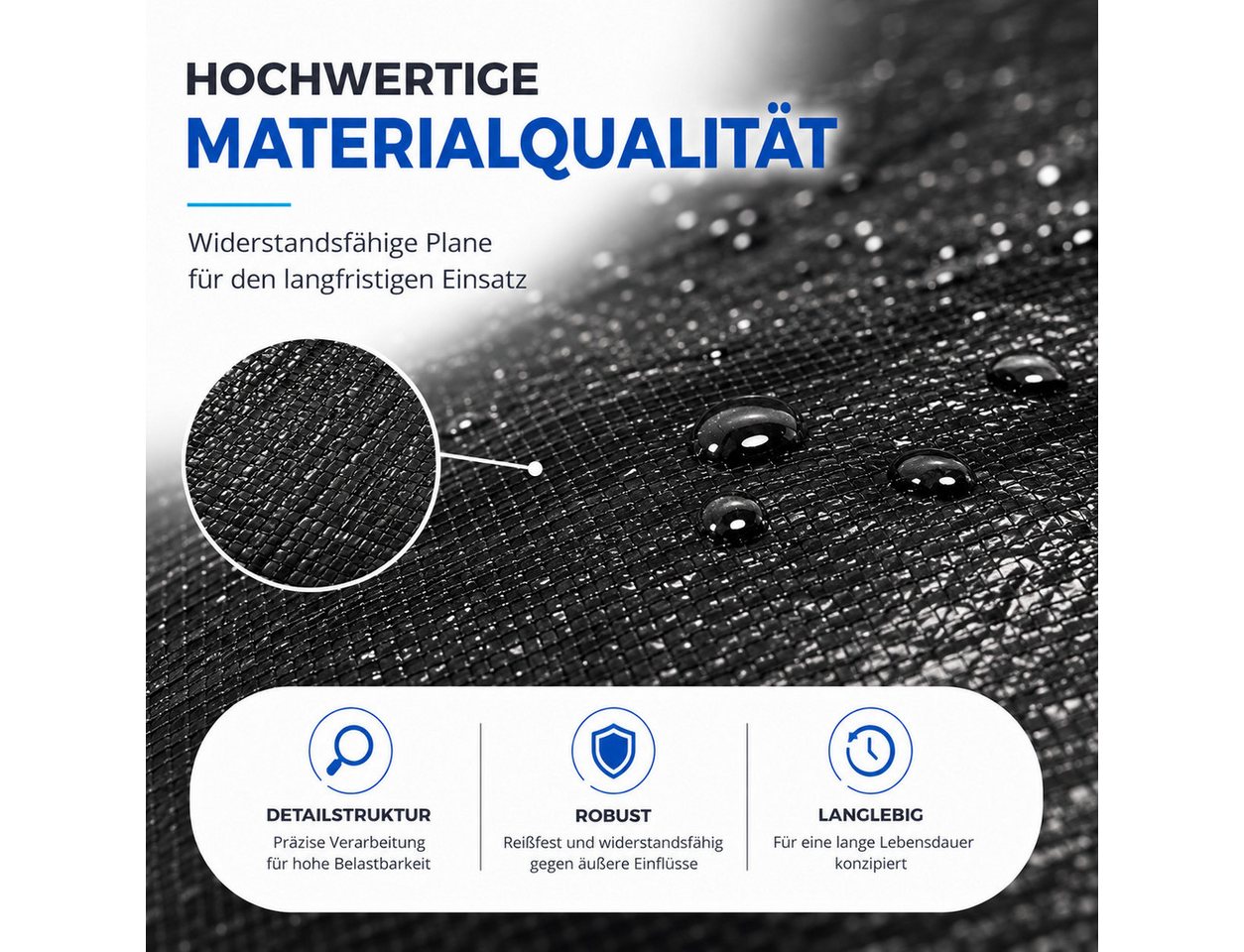 TK Gruppe Poolüberdachung Runde schwarze Poolplane aus beschichtetem PE-Gewebe, 200 g/m² – Bild 4 von 5