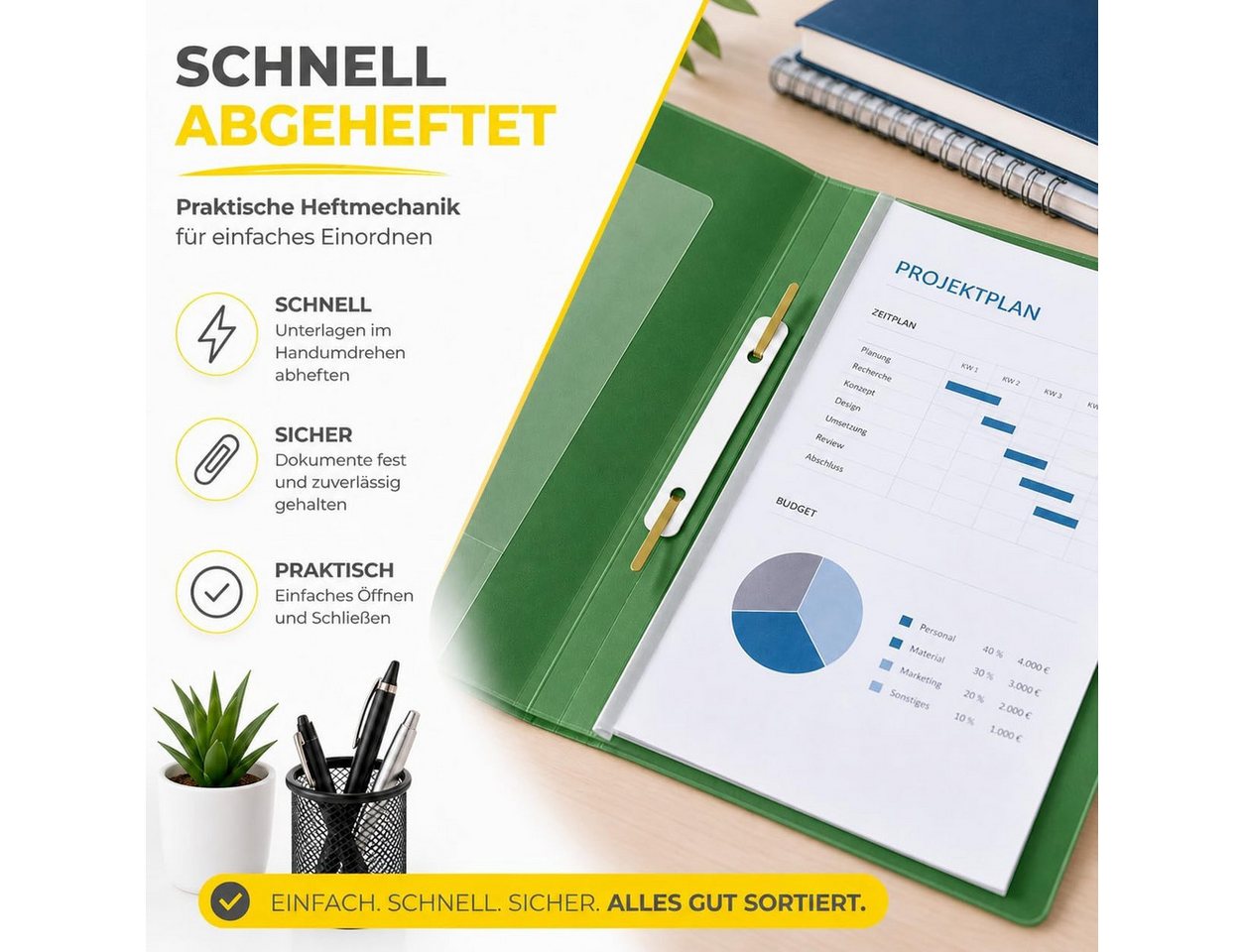 TK Gruppe Schulheft 16 Schnellhefter DIN A4, bunt, mit transparenter Vorderseite – Bild 4 von 5