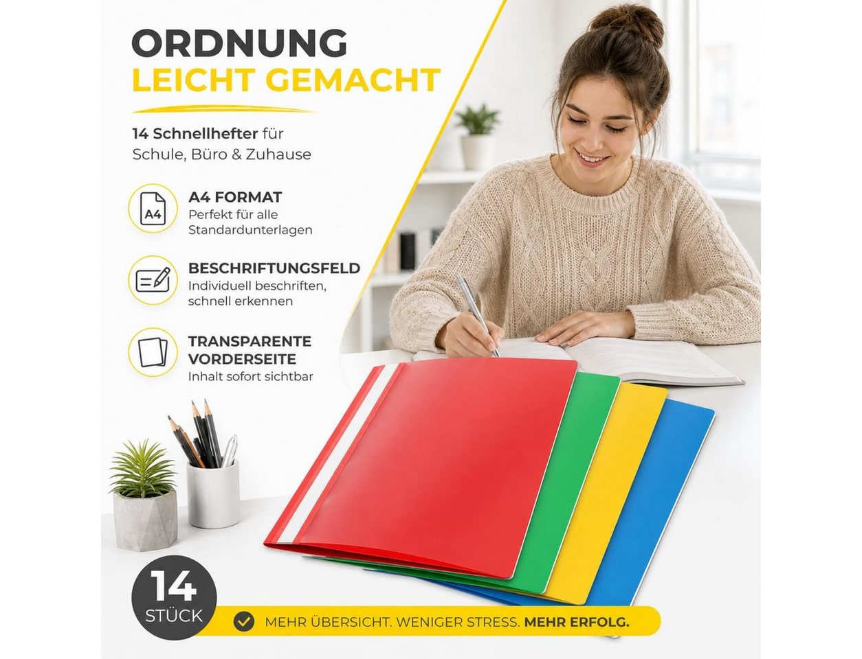 TK Gruppe Schulheft 16 Schnellhefter DIN A4, bunt, mit transparenter Vorderseite – Bild 5 von 5