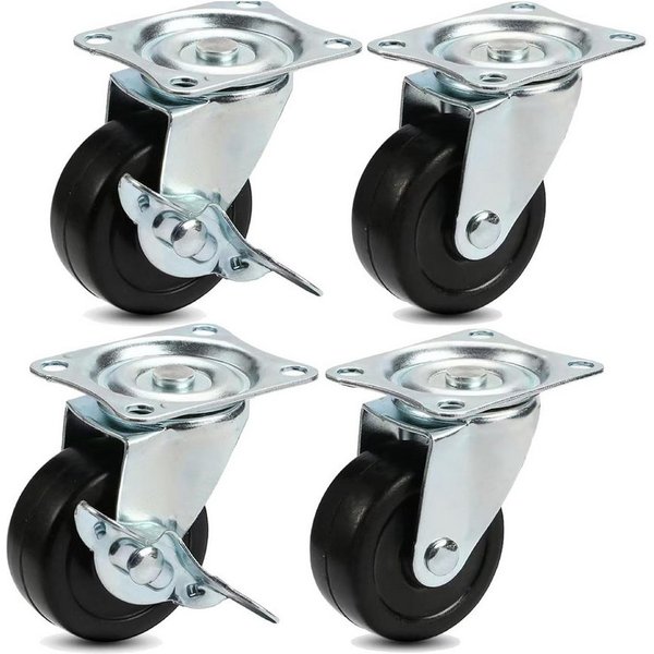 TK Gruppe Schwerlastrolle 4 Lenkrollen, davon 2 mit Bremse, Ø 5, 7,5 oder 10 cm, (4er Set), 4 Stück, zwei davon mit Bremsen