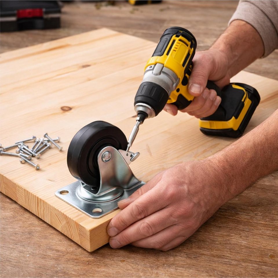 TK Gruppe Schwerlastrolle 4 Lenkrollen, davon 2 mit Bremse, Ø 5, 7,5 oder 10 cm, (4er Set), 4 Stück, zwei davon mit Bremsen – Bild 3 von 5