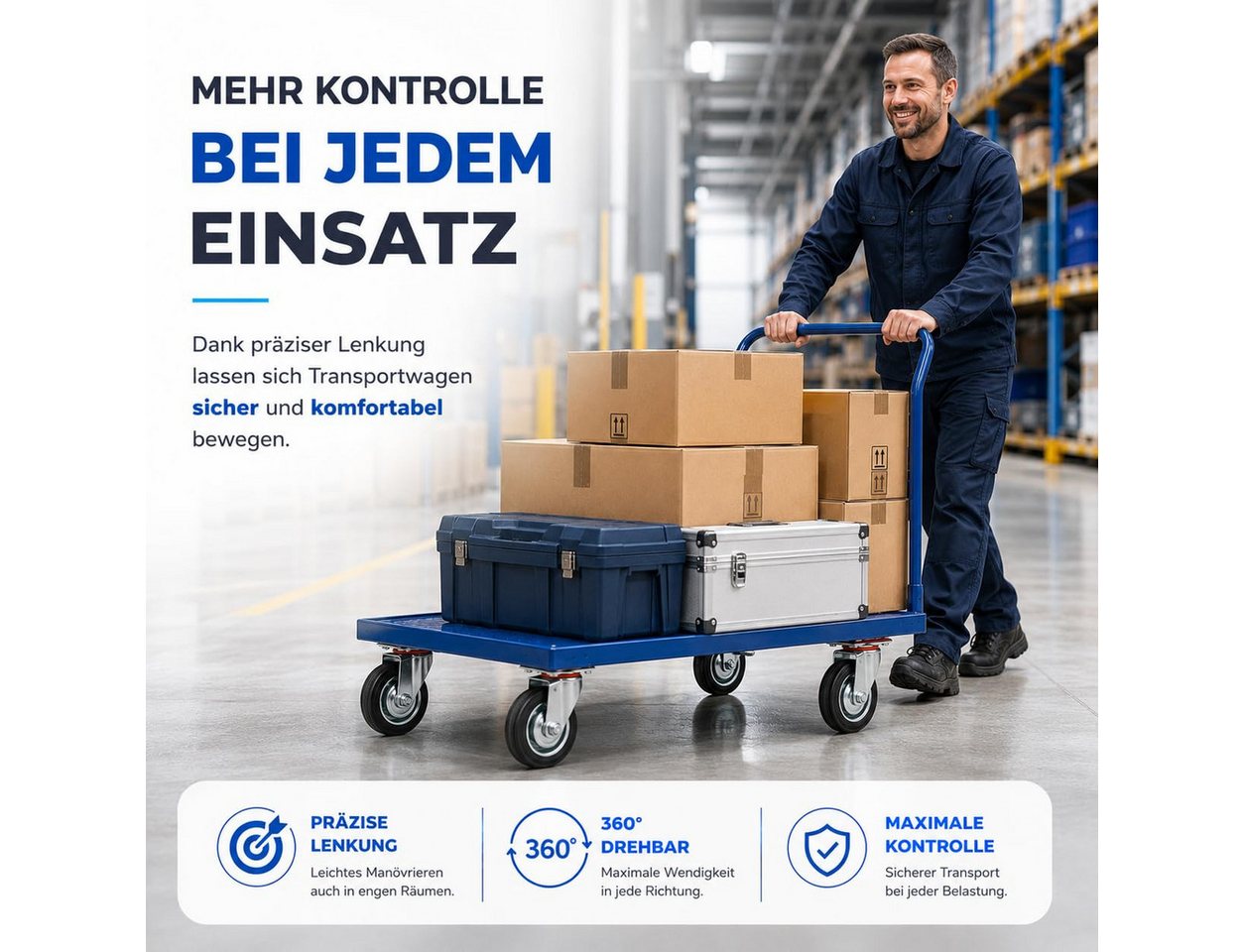 TK Gruppe Schwerlastrolle 4 Lenkrollen, davon 2 mit Bremse, Ø 5, 7,5 oder 10 cm, (4er Set), 4 Stück, zwei davon mit Bremsen – Bild 3 von 5