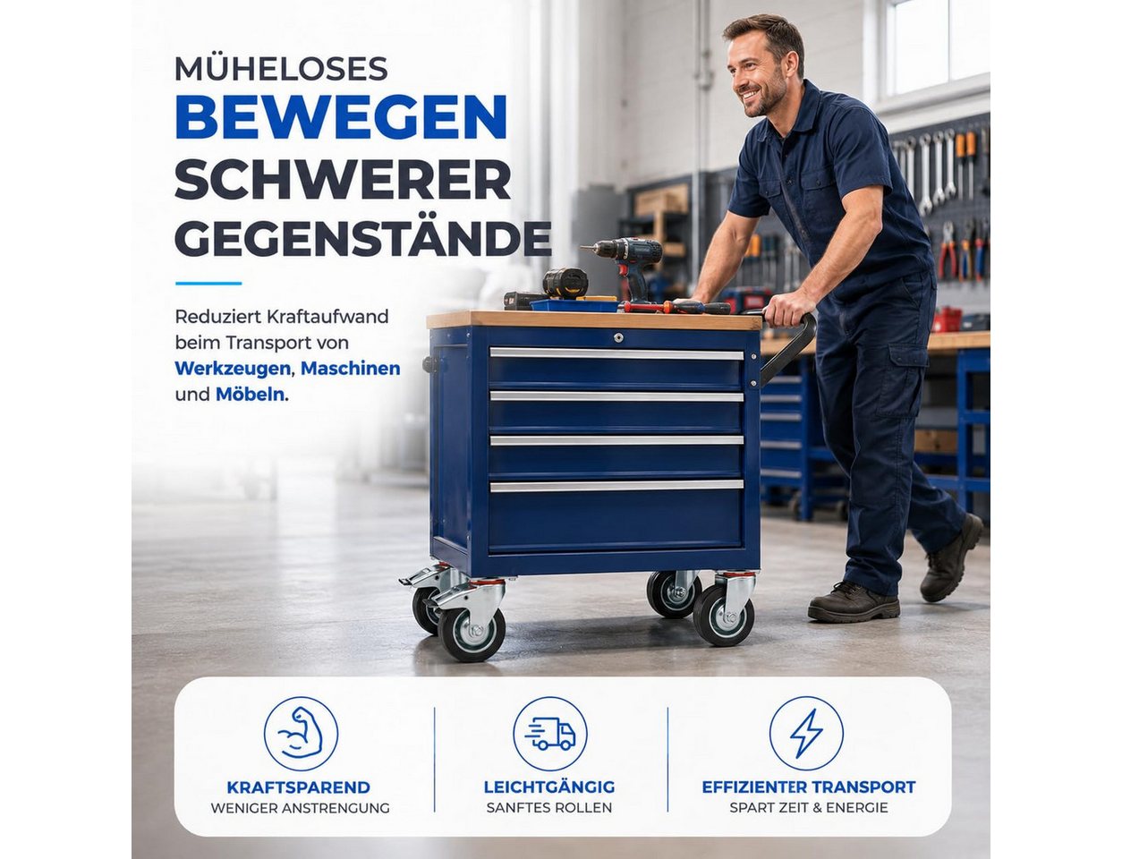 TK Gruppe Schwerlastrolle 4 Lenkrollen, davon 2 mit Bremse, Ø 5, 7,5 oder 10 cm, (4er Set), 4 Stück, zwei davon mit Bremsen – Bild 4 von 5