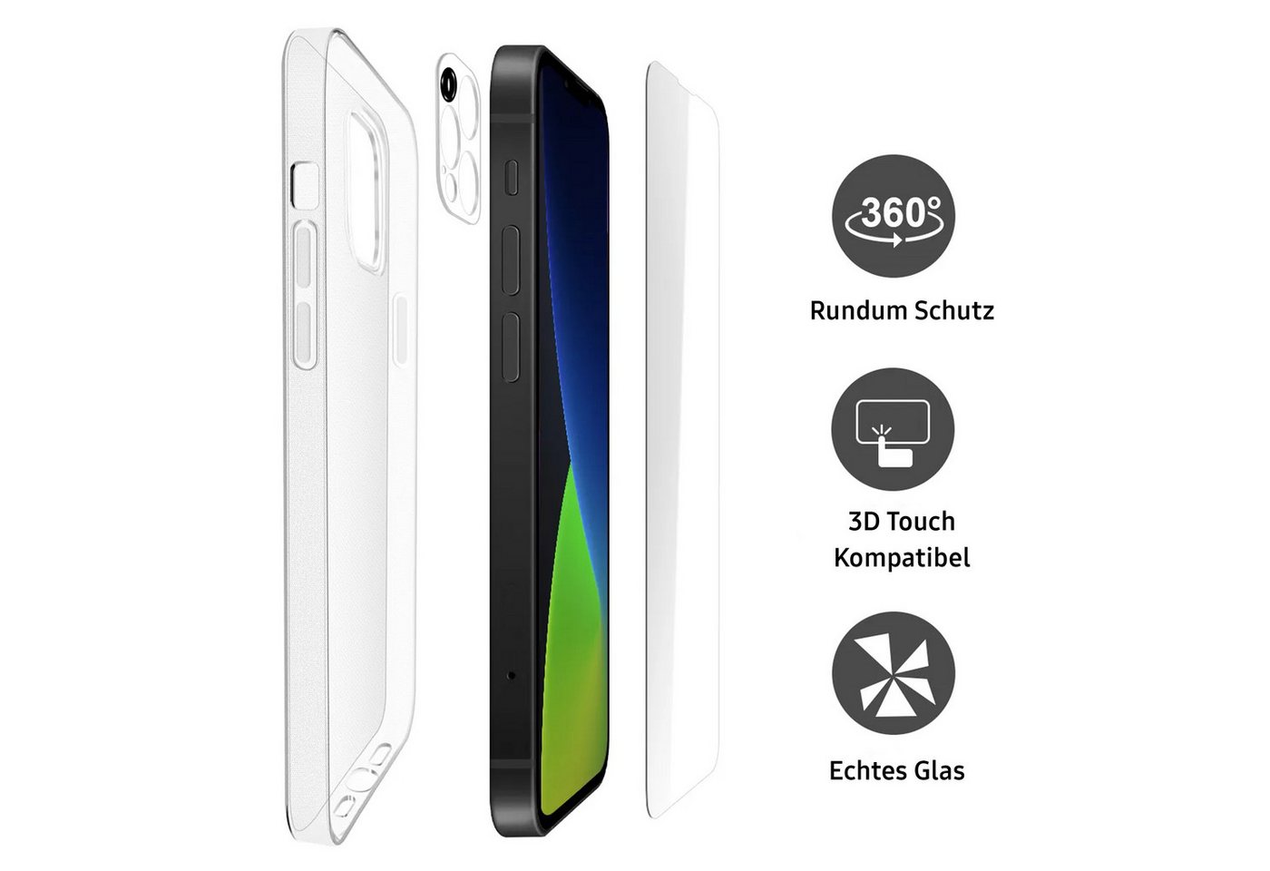 TK-Handel Displayschutzfolie Hülle Panzerglas Cover Silikon Case Kameraschutz Handyhülle Glas Folie für iPhone 15 Pro Max, Bumper, Kamera, full, screen, screen  – Bild 5 von 5