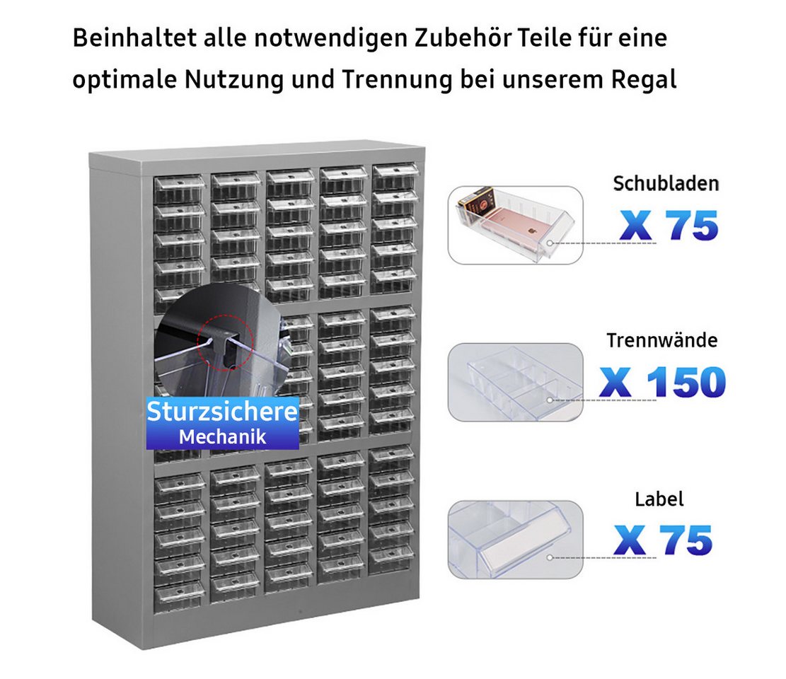 TK-Handel Sortimentskasten Metall Regal Lagerbehälter Lagerboxen Sichtlagerboxen Kleinteile Lager (Schraubenregal, Schrank), Sturzsicher, kleinteilemagazin, Lag – Bild 2 von 5