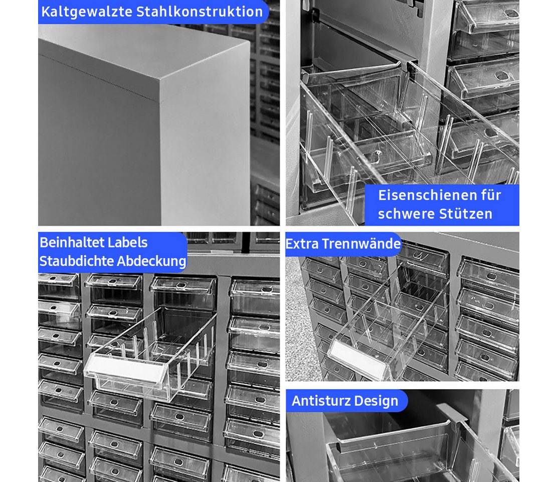 TK-Handel Sortimentskasten Metall Regal Lagerbehälter Lagerboxen Sichtlagerboxen Kleinteile Lager (Schraubenregal, Schrank), Sturzsicher, kleinteilemagazin, Lag – Bild 3 von 5