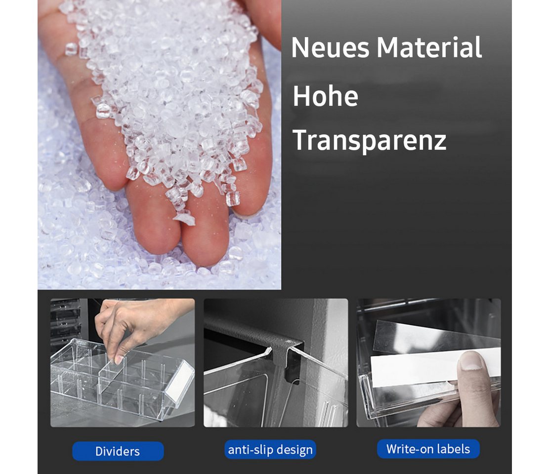 TK-Handel Sortimentskasten Metall Regal Lagerbehälter Lagerboxen Sichtlagerboxen Kleinteile Lager (Schraubenregal, Schrank), Sturzsicher, kleinteilemagazin, Lag – Bild 5 von 5