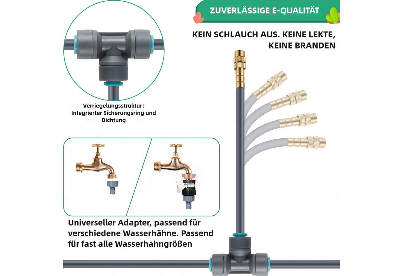 TLGREEN Bewässerungssystem 360° flexibel einstellbar Gartenbewässerungssystem, (20M Bewässerungsrohre Bewässerungssets, Quick-connect DIY Micro Drip System Bewä – Bild 5 von 5