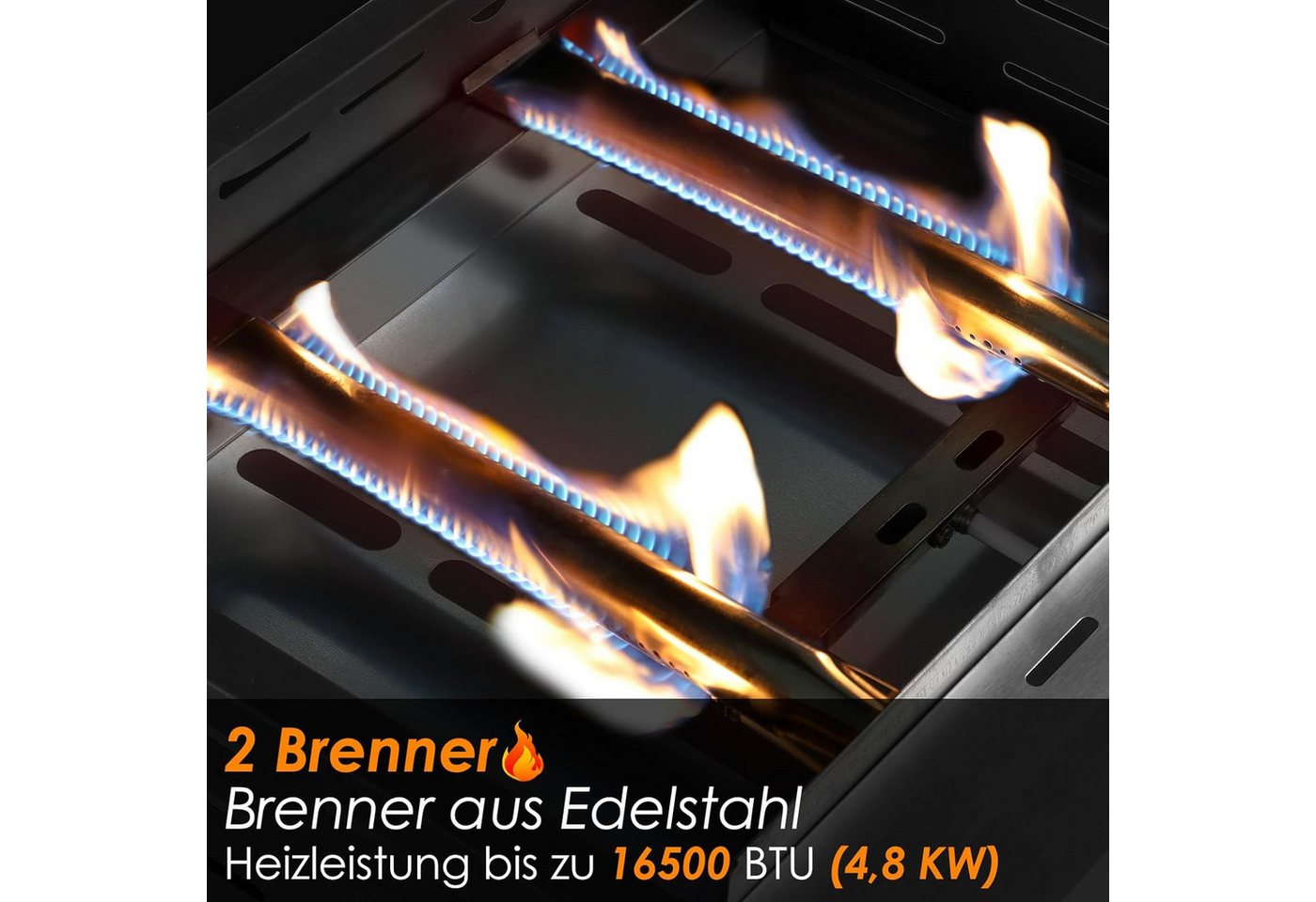 TLGREEN Camping-Gasgrill,Tischgasgrill mit Gusseisenplatte, Tragbarer Camping Grill mit 2/3 Brennern, Ideal für Balkon, Garten, Picknick & Outdoor BBQ – Bild 4 von 5