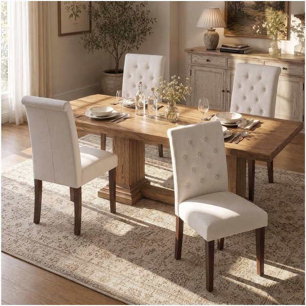 TLGREEN Esszimmerstuhl 1/2/4 Set,Küchenstuhl,Polsterstühle mit hoher Rückenlehne, (Chesterfield Stil mit Massivholzbeinen, 4 St), Weiche Gepolsterte Sitzfläche,