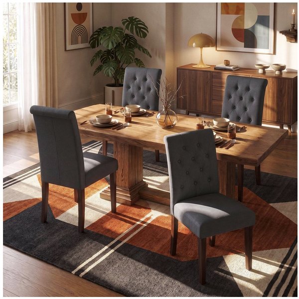 TLGREEN Esszimmerstuhl 1/2/4 Set,Küchenstuhl,Polsterstühle mit hoher Rückenlehne, (Chesterfield Stil mit Massivholzbeinen, 4 St), Weiche Gepolsterte Sitzfläche,