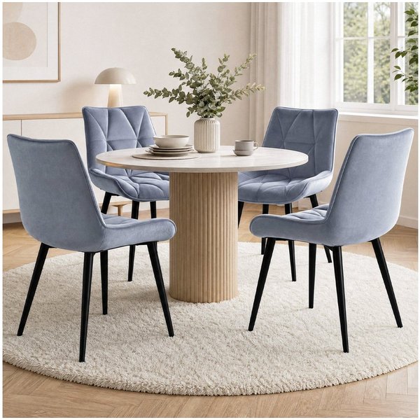 TLGREEN Esszimmerstuhl 2/4/6er set,Küchenstuhl gepolstert mit Rückenlehne, (Polsterstühle aus Samt,mit Metallbeinen,bis 170 kg belastbar, 4 St), für Wohnzimmer 