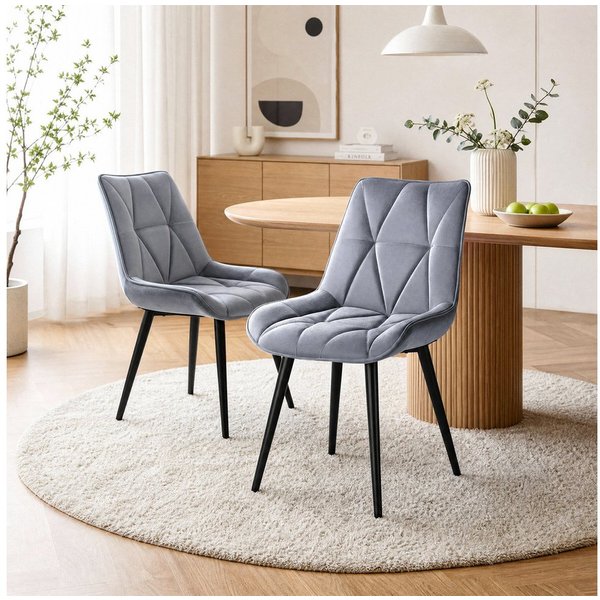 TLGREEN Esszimmerstuhl 2/4/6er set,Küchenstuhl gepolstert mit Rückenlehne, (Polsterstühle aus Samt,mit Metallbeinen,bis 170 kg belastbar, 2 St), für Wohnzimmer 