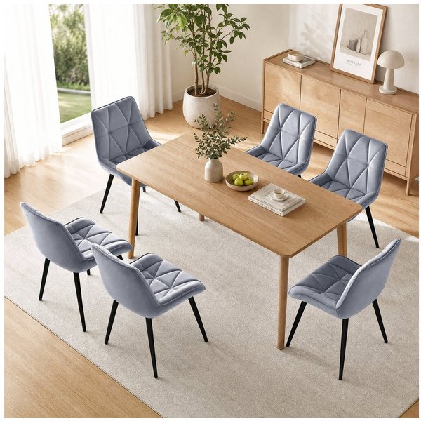 TLGREEN Esszimmerstuhl 2/4/6er set,Küchenstuhl gepolstert mit Rückenlehne, (Polsterstühle aus Samt,mit Metallbeinen,bis 170 kg belastbar, 6 St), für Wohnzimmer 
